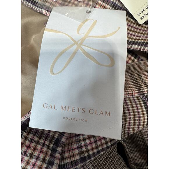 Gal Meets Glam Dress Madison Tie Front Retro 60s Apron Pinafore Plaid Pink Sz 6 - Picture 3 of 8